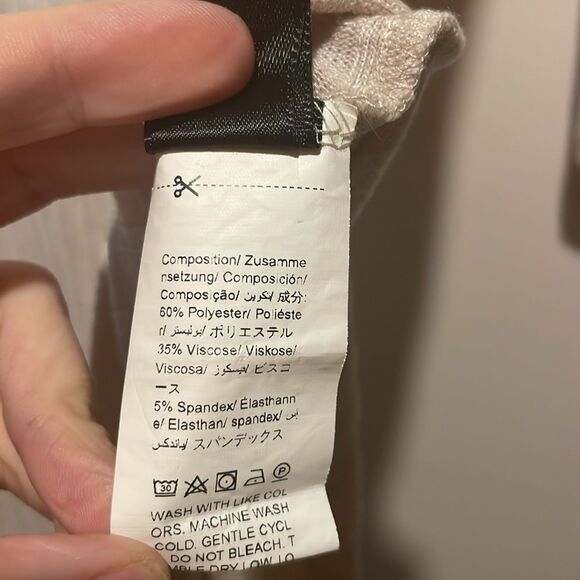 SHEIN- Maternity Cream V-Neck Ribbed Knit Split Thigh Long Sleeve Dress- Size L - Picture 7 of 7